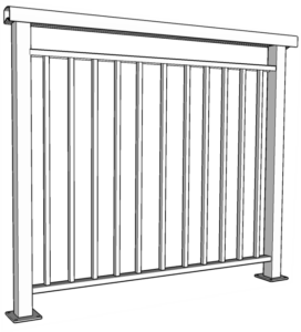 Picket Double Top Railing3D