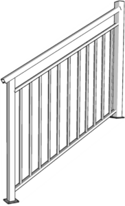 Square Double Picket Stair3D